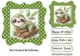 Cute Sloth On A Log Green Polkadot 7X7 Frame (ONE)