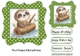 Cute Sloth On A Log Green Polkadot 7X7 Frame (TWO)