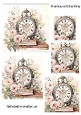 Pretty Vintage Clock With Pink Roses & Books Pyramids (TWO)