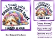 Funny Dog Napping With Humour 7X7 Purple Topper/Card Front