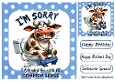Blue 8x8 Polkadot Frame With Cow With Funny Humour (FOUR)