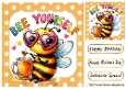 Gold 8x8 Polkadot Frame With Bumble Bee With Funny Humour (FIVE)