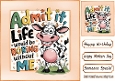 Peach 8x8 Polkadot Frame With Cow With Funny Humour (EIGHT)