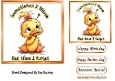 Cute Duck With Funny Humour 7X7 Gold Topper/Card Front (THREE)