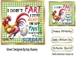 Chicken  With Funny Humour 7X7 Gold/Green Topper/Card Front (ONE)