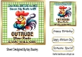 Chicken With Funny Humour 7X7 Gold/Green Topper/Card Front (THREE)