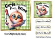Bird With Bottle  With Funny Humour 7X7 Gold/Green Topper/Card Front (ONE)