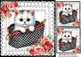 Cute Kitten In A Makeup Bag Lace & Roses 8x8 Card/Toppers