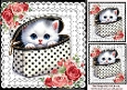 Cute Kitten Peeking In A Makeup Bag Lace & Roses 8x8 Card/Toppers