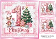 Lovely Baby Girls First Christmas Card 8x8 Toppers (TWO)