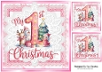 Lovely Baby Girls First Christmas Card 8x8 Toppers (THREE)