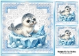Lovely Christmas Animal On Blue Lace 8X8 (ONE)