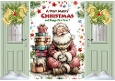 Lovely Christmas Whimsical Santa Green Gatefold, Gold Bows (ONE)