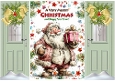 Lovely Christmas Whimsical Santa Green Gatefold, Gold Bows (TWO)