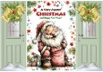 Lovely Christmas Whimsical Santa Green Gatefold, Gold Bows (THREE)
