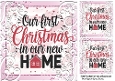 Christmas In Our New Home Pink Scroll  8x8