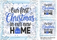 Christmas In Our New Home Blue Scroll 8x8