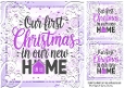Christmas In Our New Home Purple Scroll  8x8
