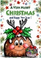 Funny Whimsical Christmas Pudding A4