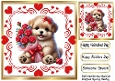 Red Roses And Cute Valentine Puppy 8x8 (ONE)