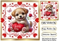 Red Roses And Cute Valentine Puppy 8x8 (TWO)