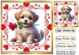 Red Roses And Cute Valentine Puppy 8x8 (THREE)