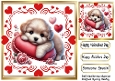 Red Roses And Cute Valentine Puppy 8x8 (FOUR)