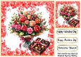 Pink/Red Roses Valentines Day 8x8 Card Frame of Red Hearts