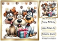Funny Whimsical Dogs With Paw Prints 8x8 Card (ONE)