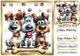 Funny Whimsical Dogs With Paw Prints 8x8 Card (FIVE)