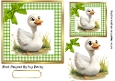 Cute Little Duck 7x7 Green Gingham Topper With Bow (ONE)