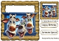 Funny Face Cows In Wooden 8x8 Frame (THREE)