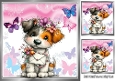 Cute Puppy With Flowers & Butterflies 8x8 (TWO)