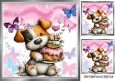 Cute Puppy With Flowers & Butterflies 8x8 (FOUR)