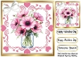 Pretty 8x8  Heart Frame, Pink Flowers In A Vase With Bow