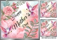 Pretty Doves And Pink Flowers 8x8 Mothers Day Card