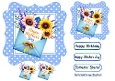 Pretty Blue Rainbow Flowers & Polkadot 7x7 MOTHERS DAY