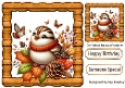 Pretty Autumn Sparrow On A Branch 8x8 (THREE)