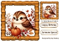 Pretty Autumn Sparrow On A Branch 8x8 (FOUR)
