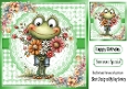 Green Gingham With Cute Frog With Flowers 8x8