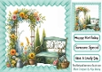 Pretty Garden Bench With Flowers,Turq Frame 8x8