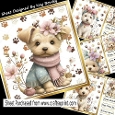 Cute Set Of 4 Playful Puppies 8x8 Card Mini Kit