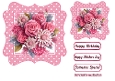 Pretty Pink Flowers/Roses In Pink 7x7 Polkadot Frame (FOUR)