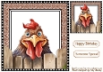 Funny Face Chicken Peeking Over Fence 8x8 (ONE)