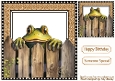Funny Frog Peeking Over Fence 8x8 (EIGHT)