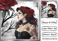 Gothic Lady With Red Roses 8x8 (ONE)