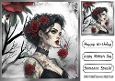 Gothic Lady With Red Roses 8x8 (TWO)