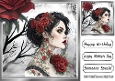 Gothic Lady With Red Roses 8x8 (THREE)