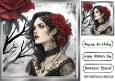 Gothic Lady With Red Roses 8x8 (FOUR)