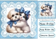 Cute Puppy/Kitten Cuddles With Lace 8X8 Blue